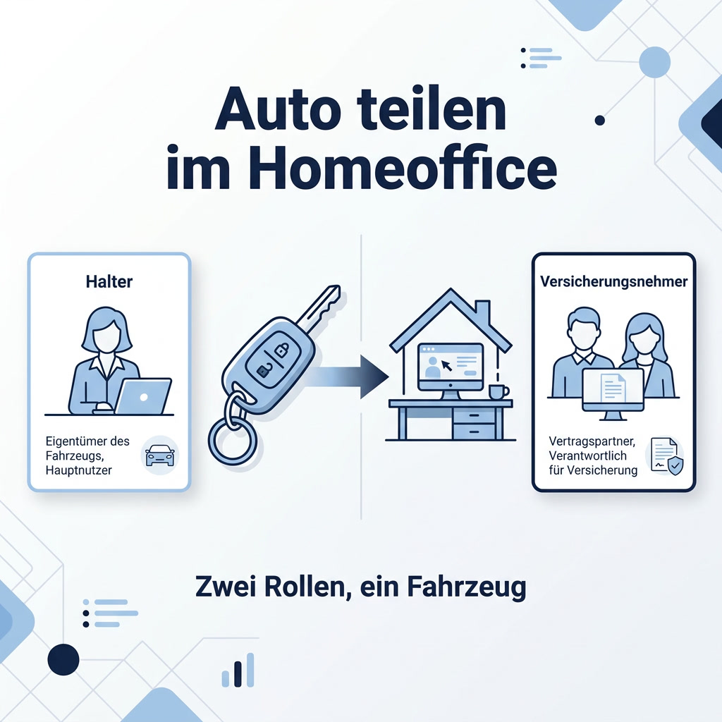 Infografik: Halter und Versicherungsnehmer im Homeoffice-Alltag – zwei Rollen bei einem gemeinsam genutzten Familienauto